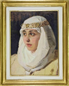 Portrait of Oriental Woman - Paint by Lodovico Pogliaghi - Early 20th Century