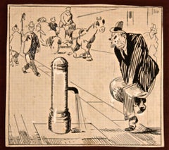 Big Nose Drawing, Ink on Paper, Modern Style, Circa 1907, Unframed