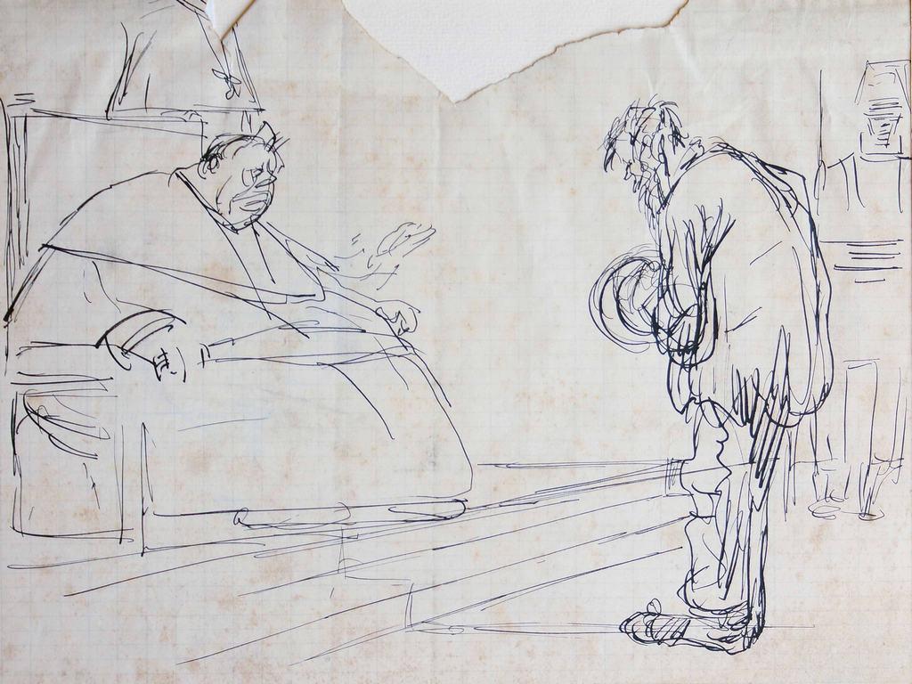 In the Presence - Drawing by Gabriele Galantara - 1907
