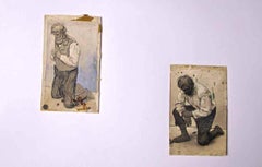 Men in Knee - Pair of Drawings - Drawing by Gabriele Galantara - 1907ca