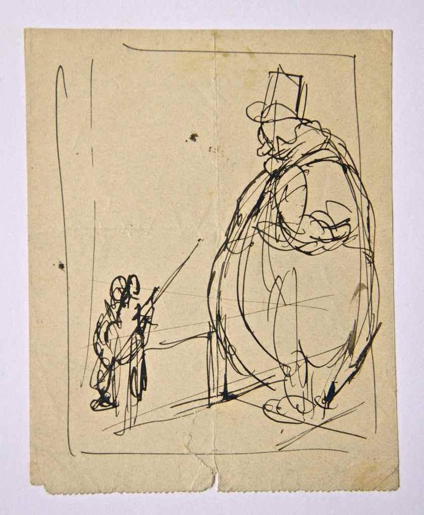 The Giant and the Guard - Drawing by Gabriele Galantara - 1907ca