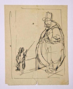 Der Riese und der Wächter – Zeichnung von Gabriele Galantara – ca. 1907