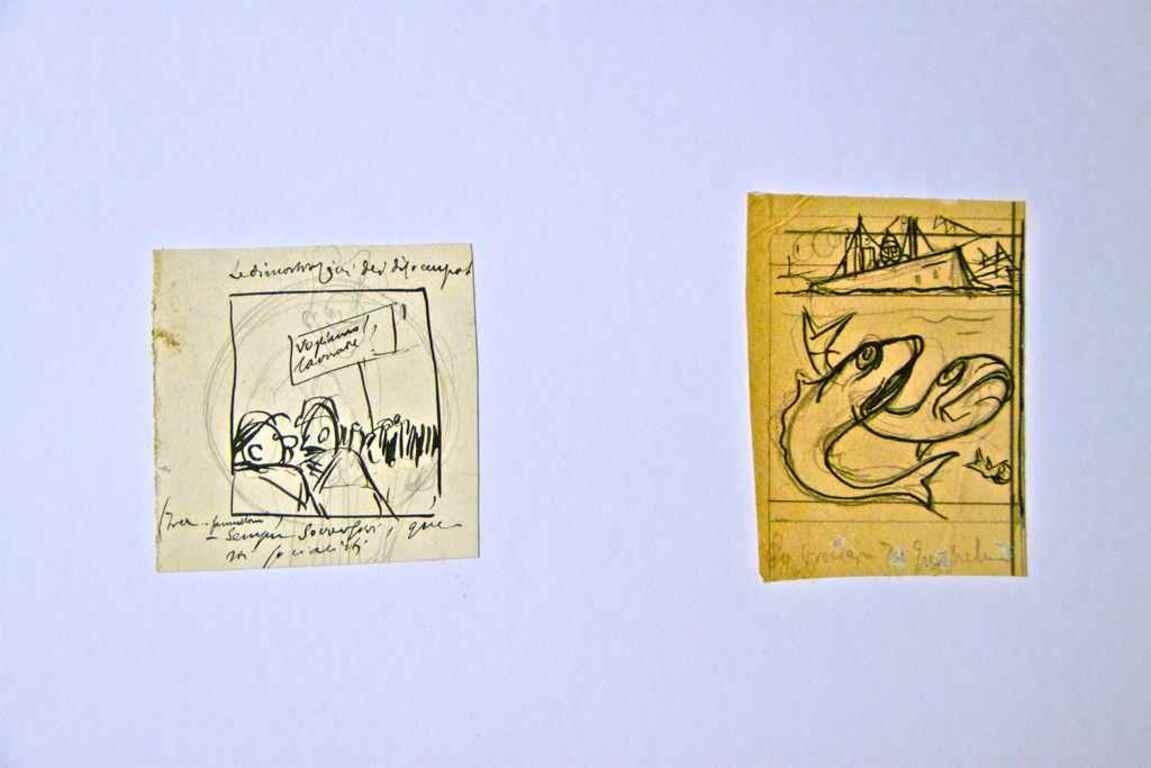 Pencil and china ink drawing on paper.

Not signed.

Very good condition.