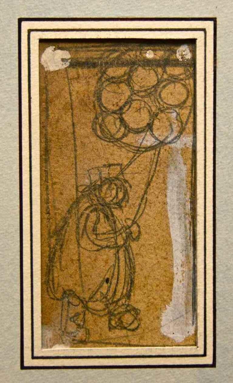 Uomo con palloncini - Disegno di Gabriele Galantara - 1907 circa