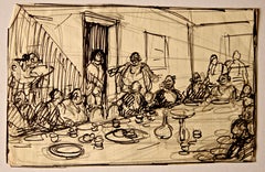 La cena - Disegno di Gabriele Galantara - 1910 circa