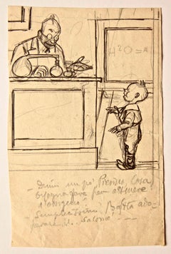 Child and chemistry -Drawing by Gabriele Galantara -Early 20th Century