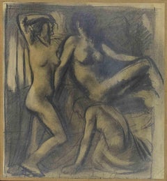 Komposition mit zwei weiblichen Aktfiguren und einem männlichen Akt – Zeichnung von Mario Sironi – ca. 1925