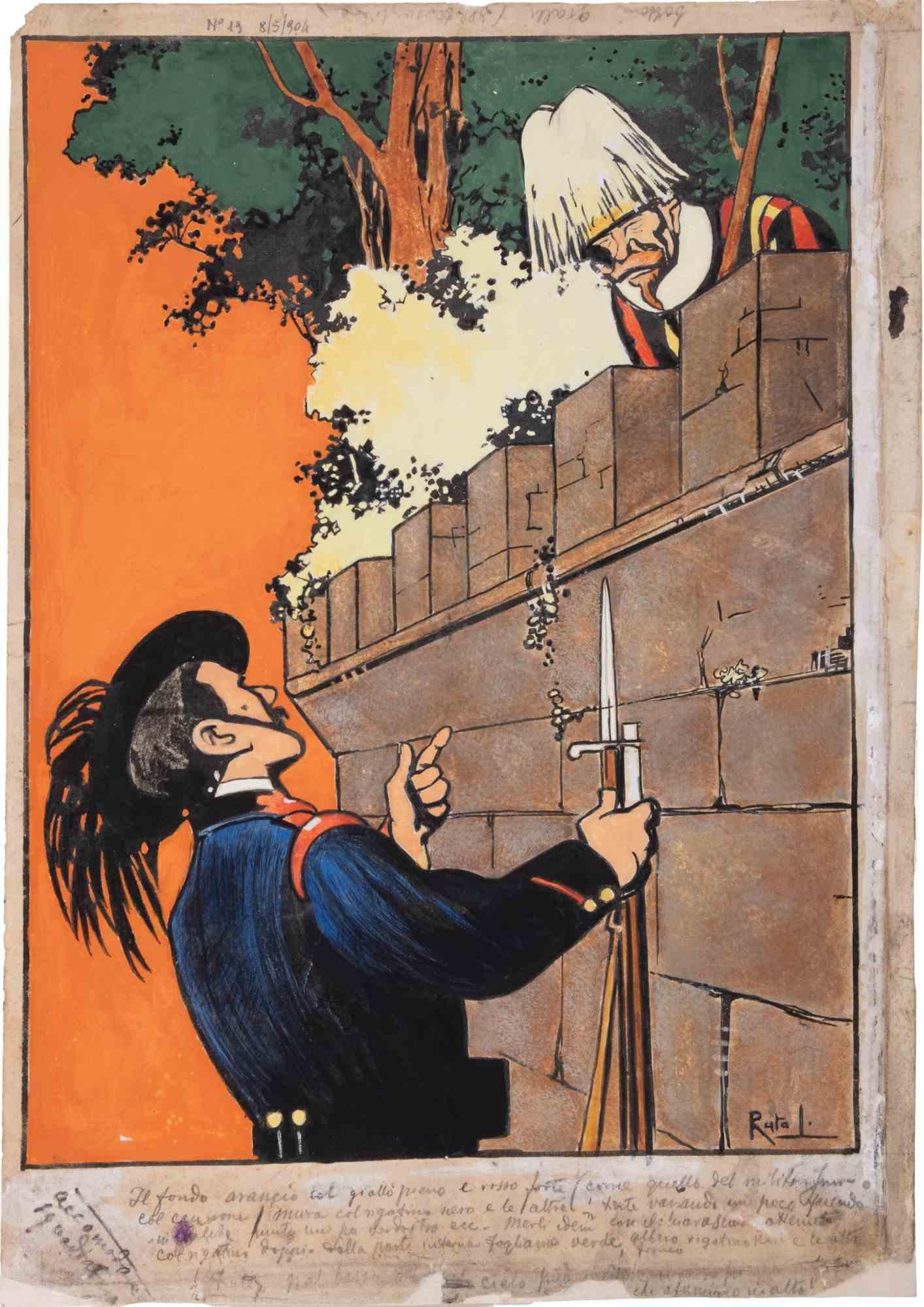 I soldati - Disegno di Gabriele Galantara - Inizio del XX secolo