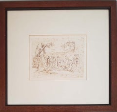 Used Baptism of Christ - Ink Drawing by Anonymous XIX Century