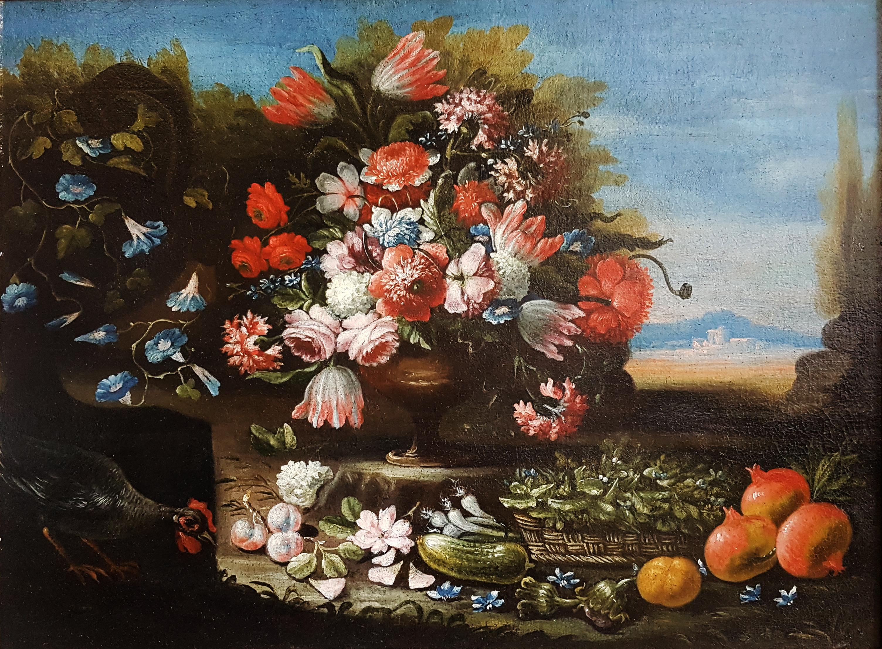 Still Life with Flowers - Painting by Francesco Lavagna (attr.)