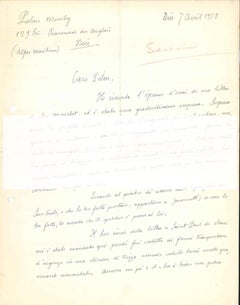 Vintage Autograph Letter to Veno Pilon  - 1950s - Gino Severini - Futurist