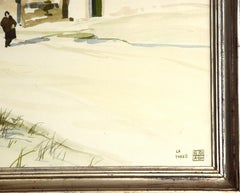 Torre con contadina - XX century - Aldo Riso - Watercolor - Modern