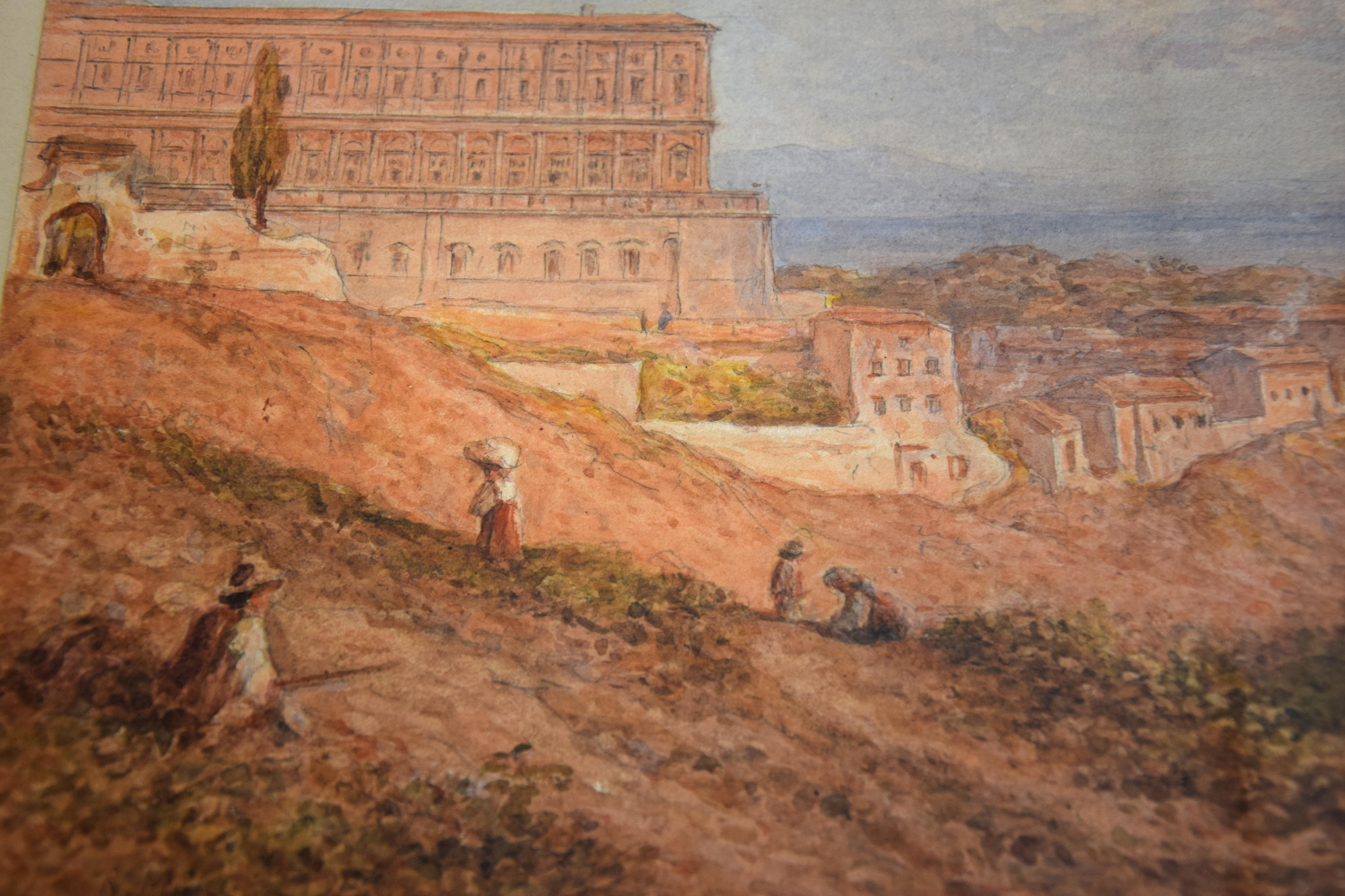 Vue du palais royal de Naples - 19e siècle - Aquarelle - Moderne - Art de Unknown