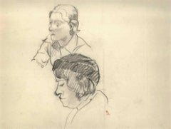 Two Portraits - 1910s - Ernest Rouart - Drawing - Modern