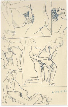 Drawing érotique n. 9 - 1930 - Marcel Verts - Encre - Moderne