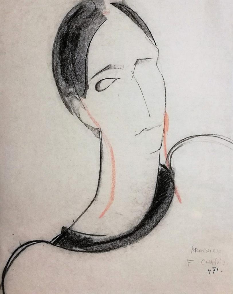 Portrait of Woman - 1970s - François Chapuis - Pastel - Contemporary