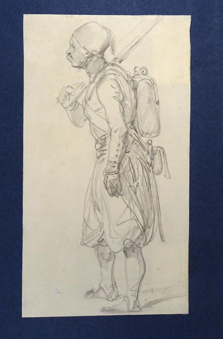 Émile Jean-Horace Vernet  Figurative Art - Un Zouave - 19th Century - Horace Vernet - Drawing - Old Master