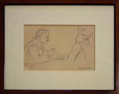 Two Men Around a Table - 1940s - Paul-Franz Namur - Drawing - Modern