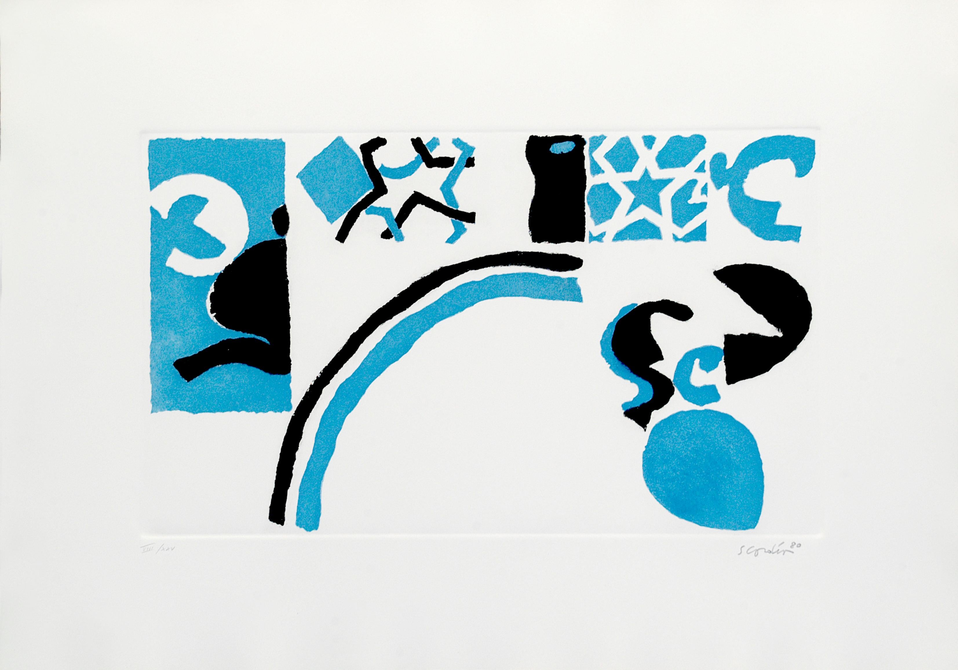 Abstract Composition - Original Etching by Antonio Scordia - 1980 ca.