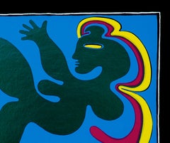 Femme en bleu - Sérigraphie originale de Fritz Baumgartner - 1970 environ