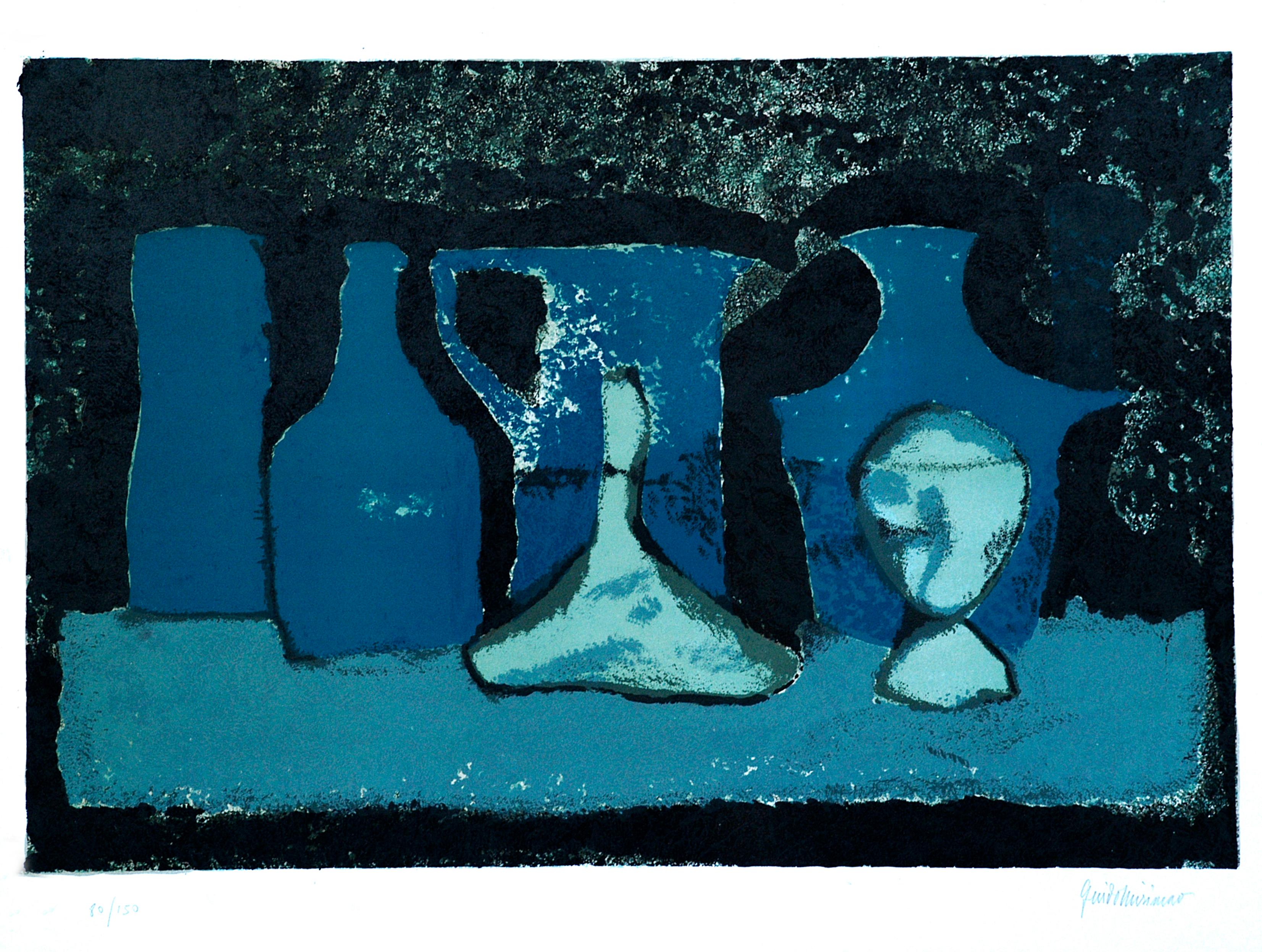 Pots in the Shade - Original Lithograph by Guido Mirimao - 1970 ca.