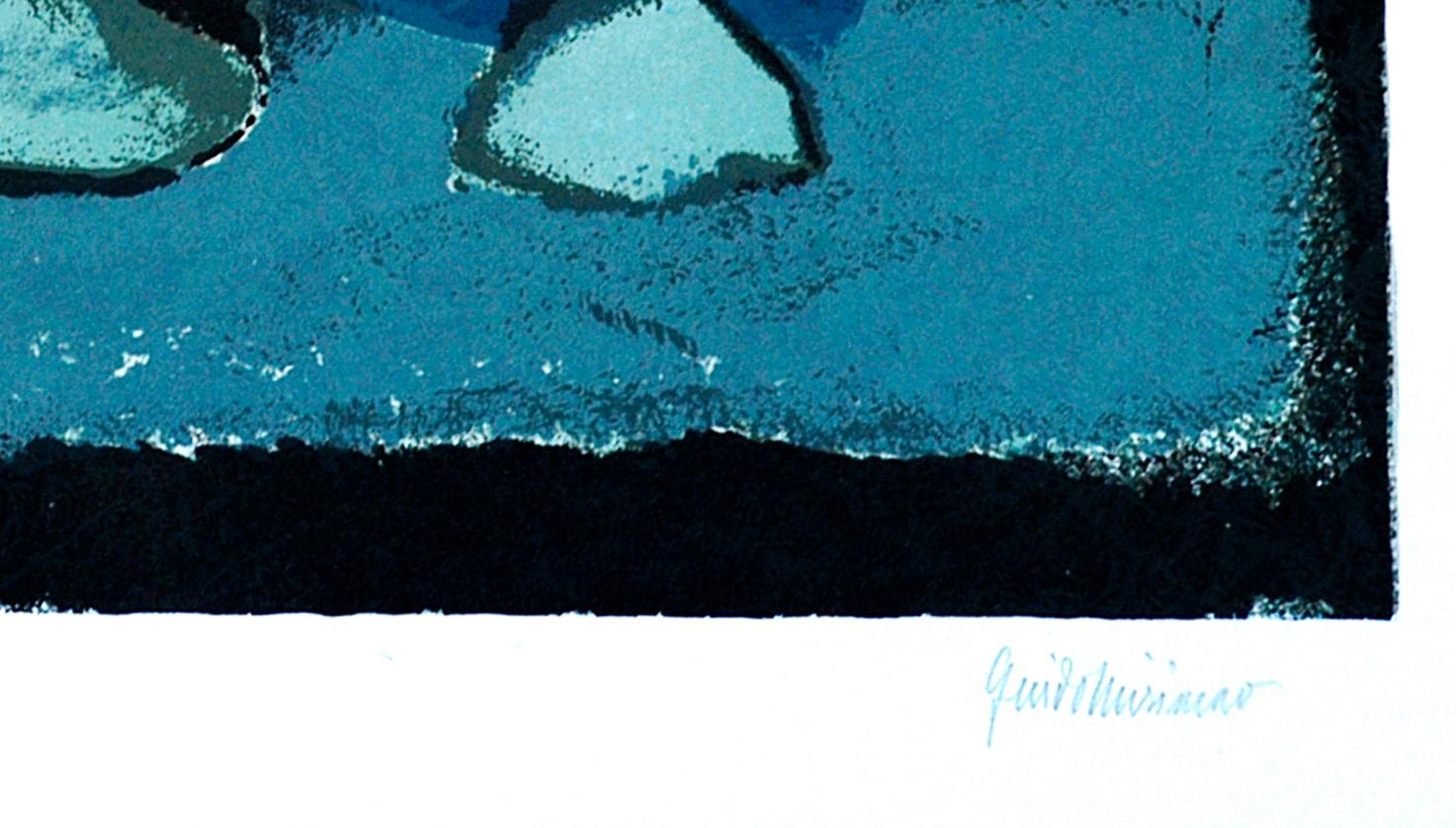 Macetas a la sombra - Litografía original de Guido Mirimao - 1970 ca. en venta 2
