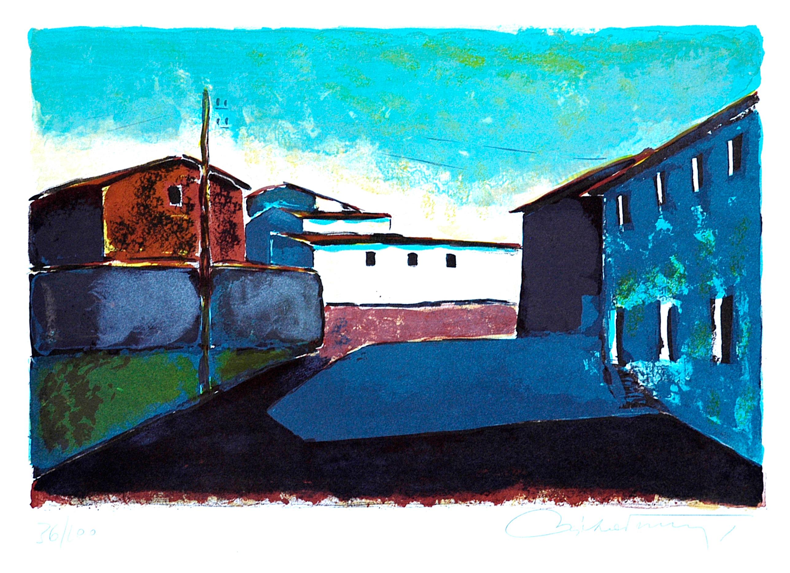 Paesaggio - Litografia originale di Pietro Vanni - 1970 ca. in vendita 3