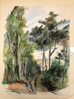 Natural Landscape - 1940s - Jacqueline Barbet - Watercolour