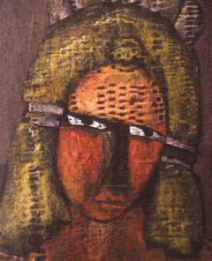 Ohne Titel - Original wachsfarbenes Pastell auf Leinwand von Mirko Basaldella