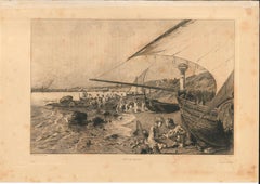 Original-Radierung von Gustave Greux aus Neapel - 1880