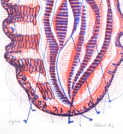 Blue And Pink Composition - 1970s - Luigi Gheno - Lithograph - Contemporary