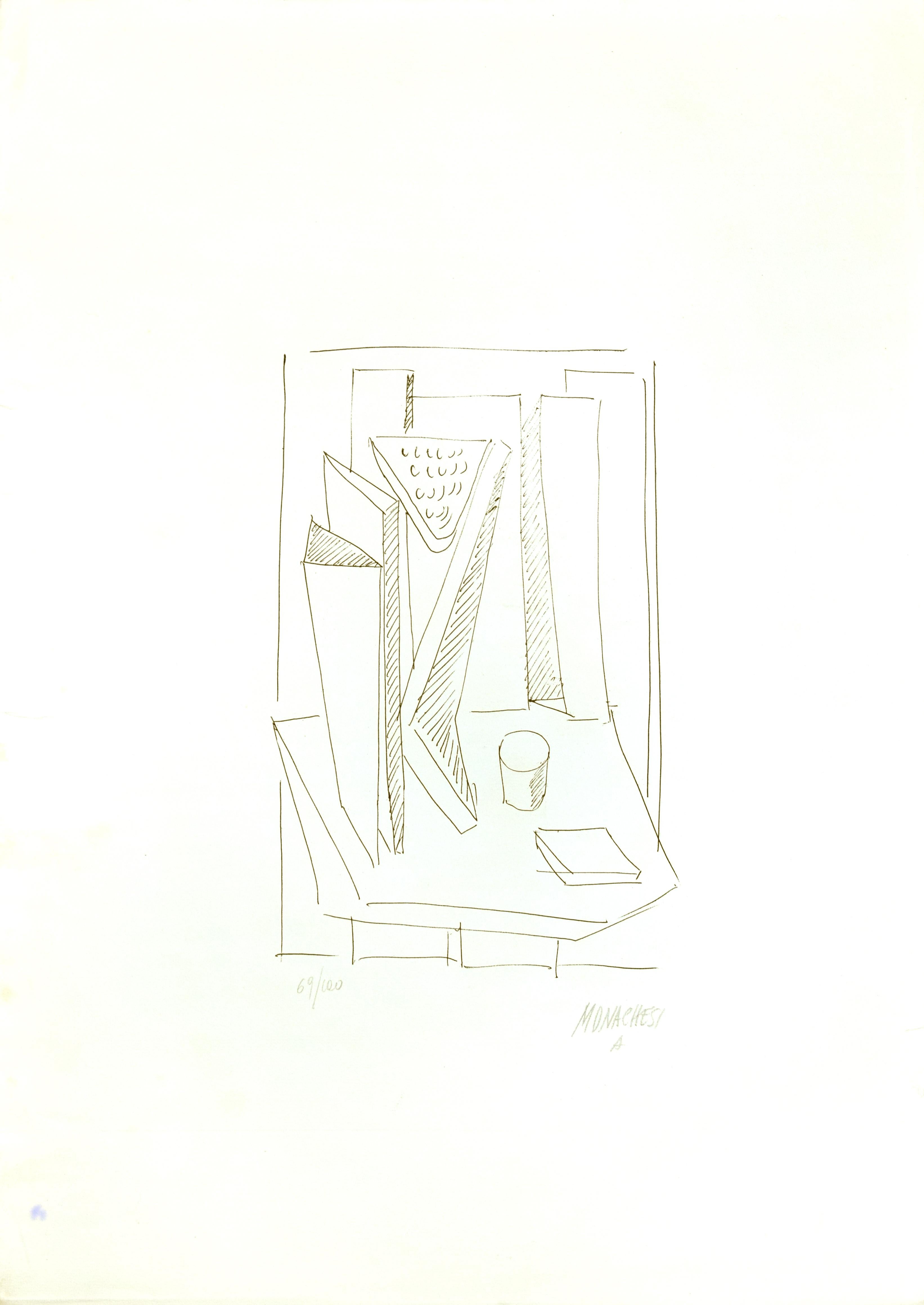 Abstrakte abstrakte Komposition - 20. Jahrhundert - Sante Monachesi - Serigraphie - Zeitgenössisch