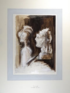 Le Marbre Amoureux - Tempera e inchiostro di China originale di Paul Conte - Anni '70