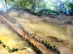 Paysage d'Alsace - Tempera e acquerello originale su carta di M. Frouin