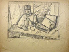 The Painter and his Work - Charcoal Drawing by Gio Colucci - 20th Century
