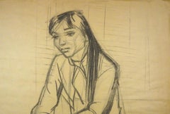 Young Woman Sitting - Charcoal Drawing by Gio Colucci - 20th Century