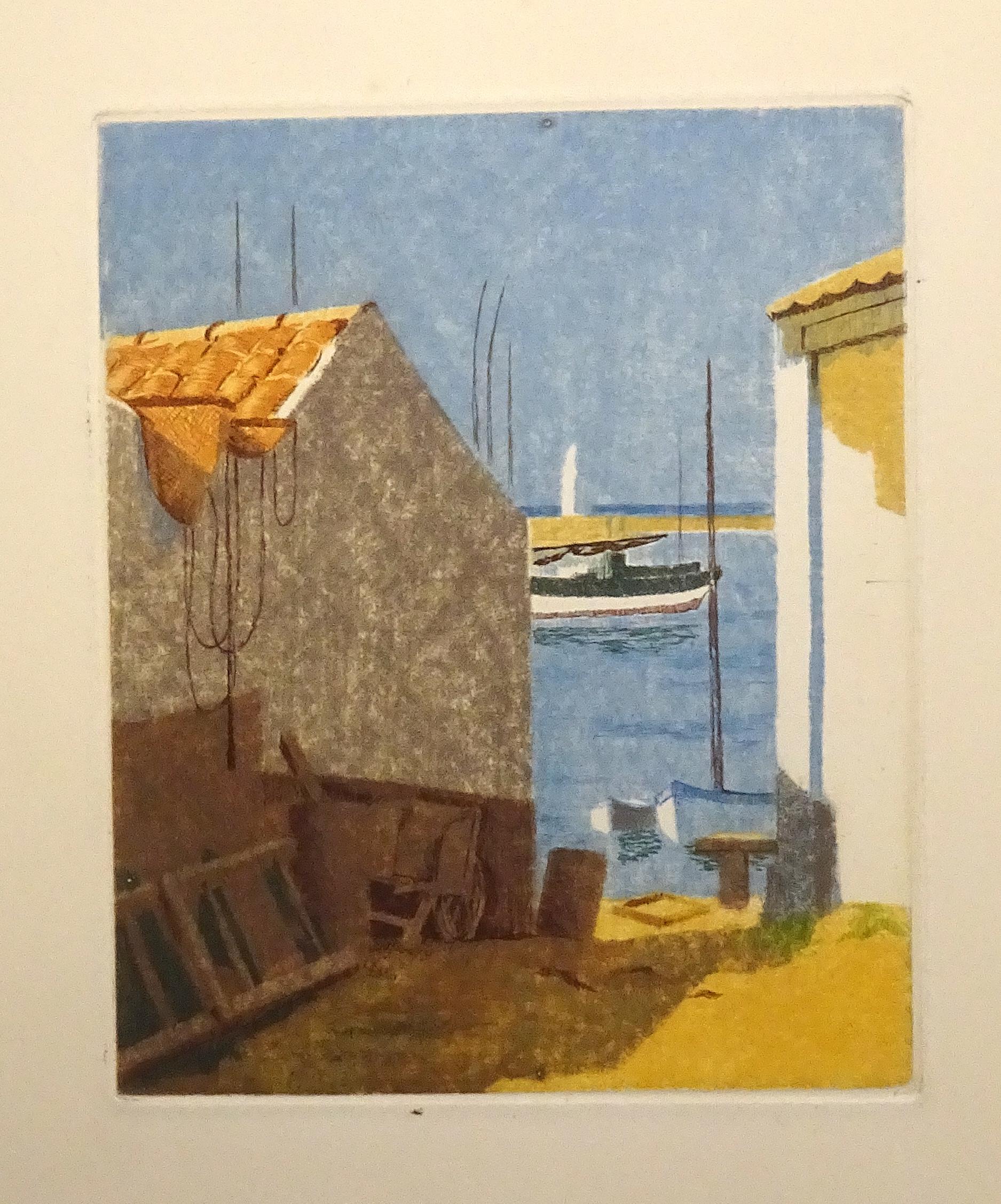 Eugene Corneau Landscape Print - Marine - Original Etching by E. Corneau - 1930s