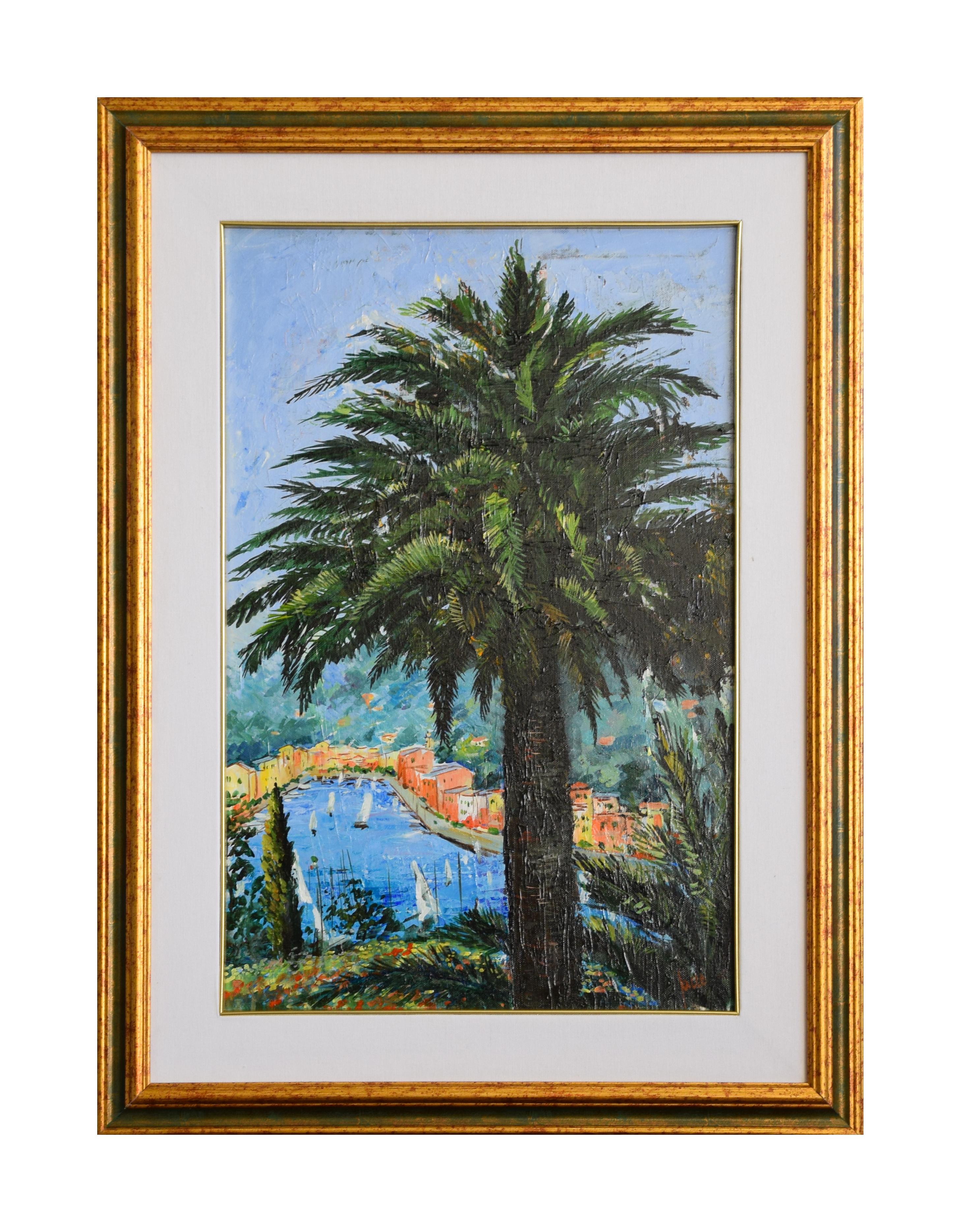Portofino is a very colorful oil painting on canvas realized by the Italian contemporary artist Luciano Sacco.

It includes a beautiful frame (78 x 58 cm). Hand-signed by the artist on the lower right.

This painting represents the seascape of