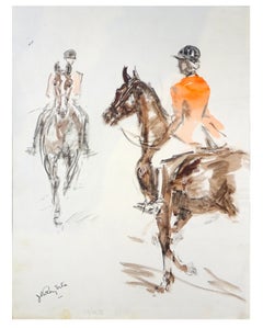 Horse Horseman - Original Tempera und Aquarell von J.L. Rey Vila