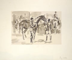 Horse and Horseman - Original Ink and Watercolor by J.L. Rey Vila 