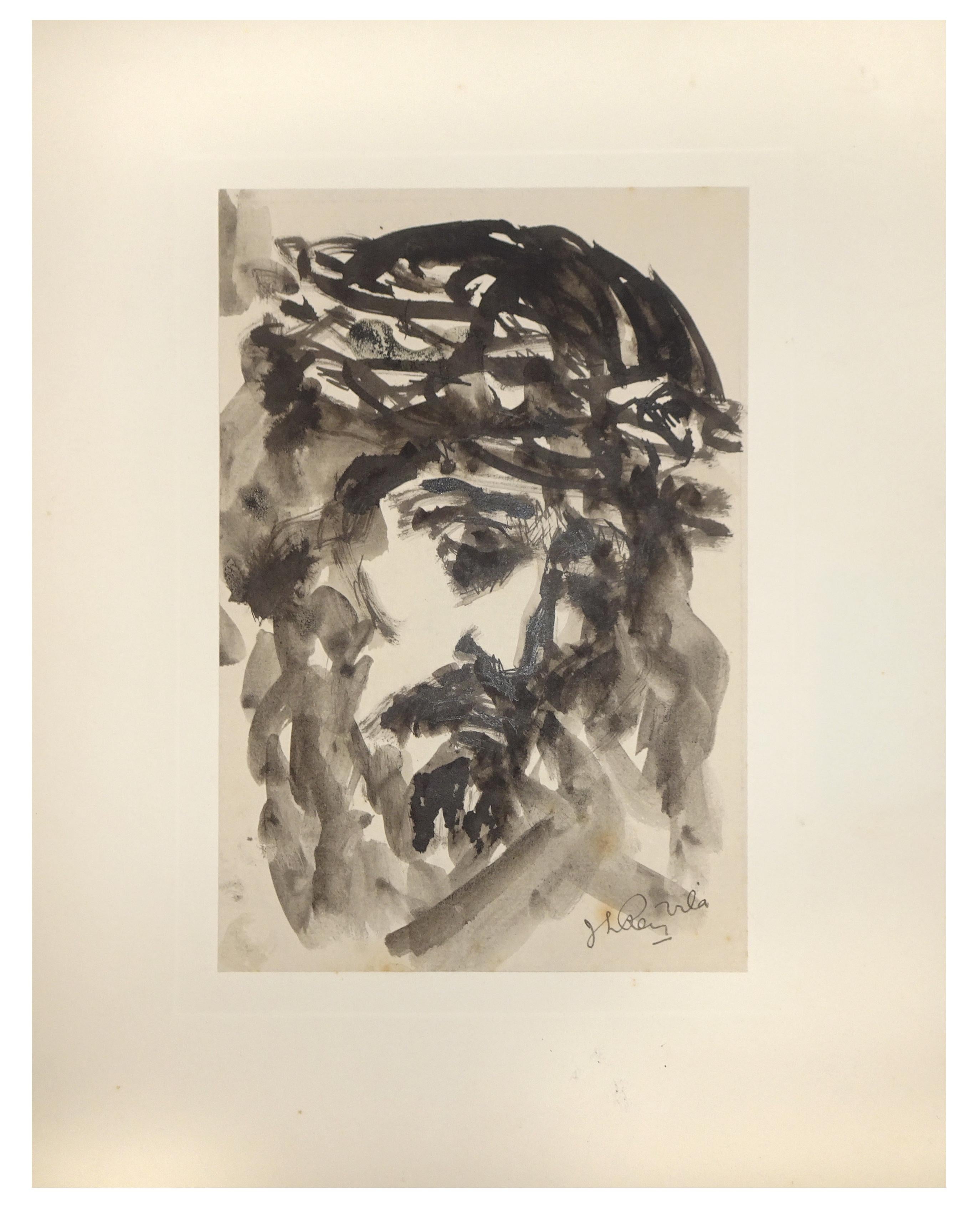 Christ - Original Tempera and Watercolor by J.L. Rey Vila - Mixed Media Art by José Luis Rey Vila
