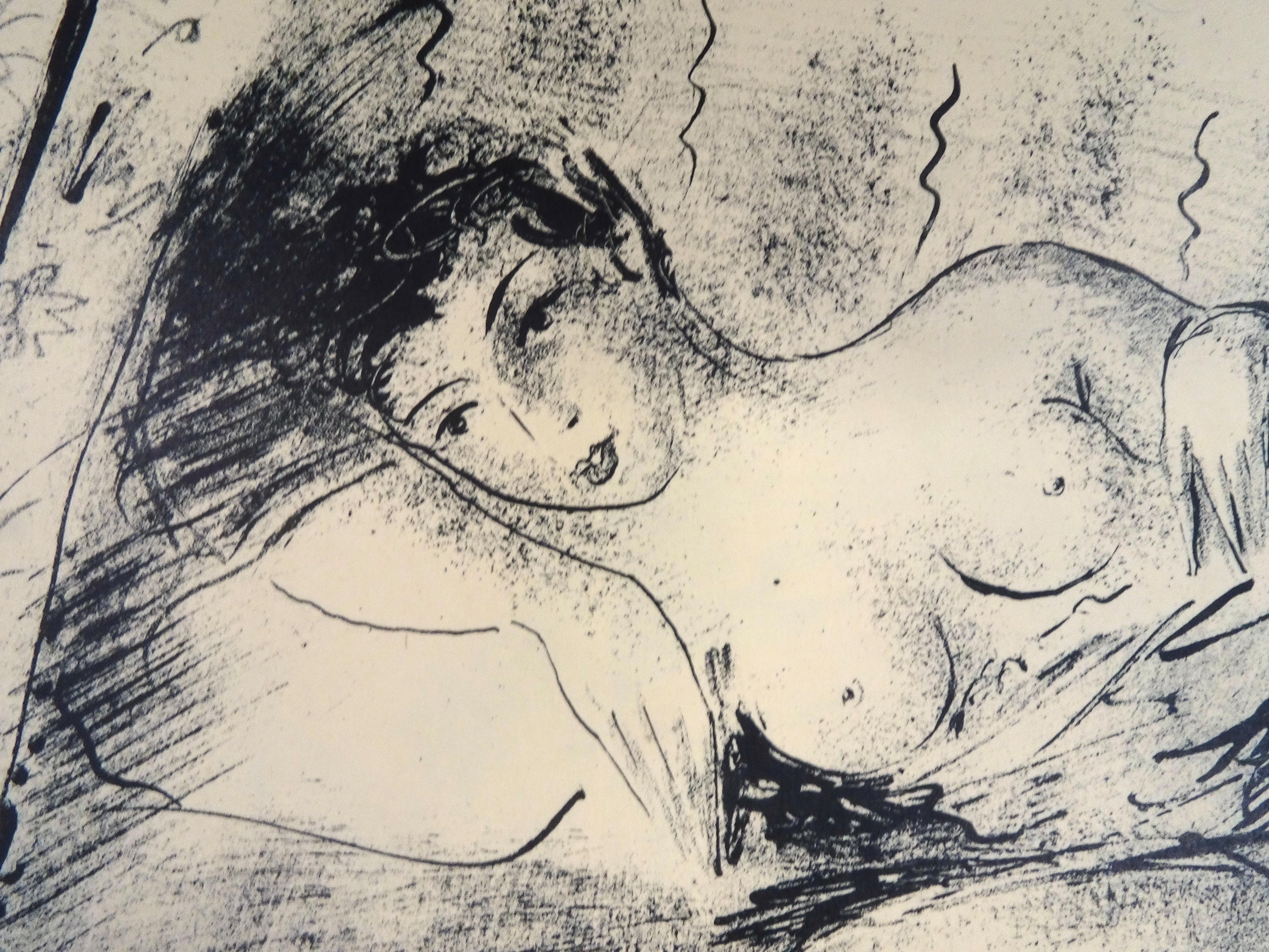 Female Nude - Original Lithograph on Japon Paper by N. Gloutchenko - 1928 - Print by Nicolas Gloutchenko
