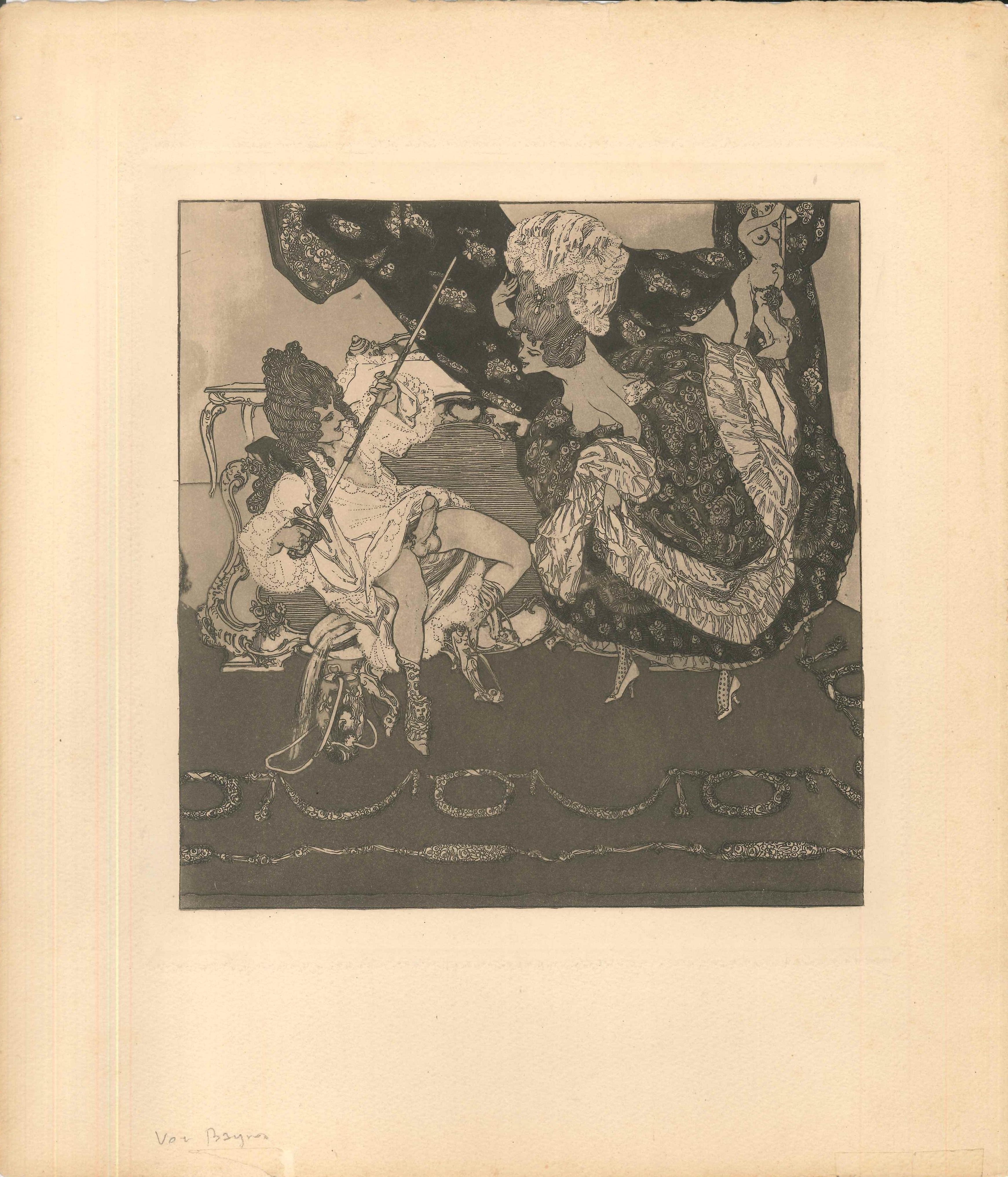 Franz Von Bayrou (Choisy Le Conin) Nude Print - The Libertine - Original Etching an Aquatint by Franz von Bayros - 1907