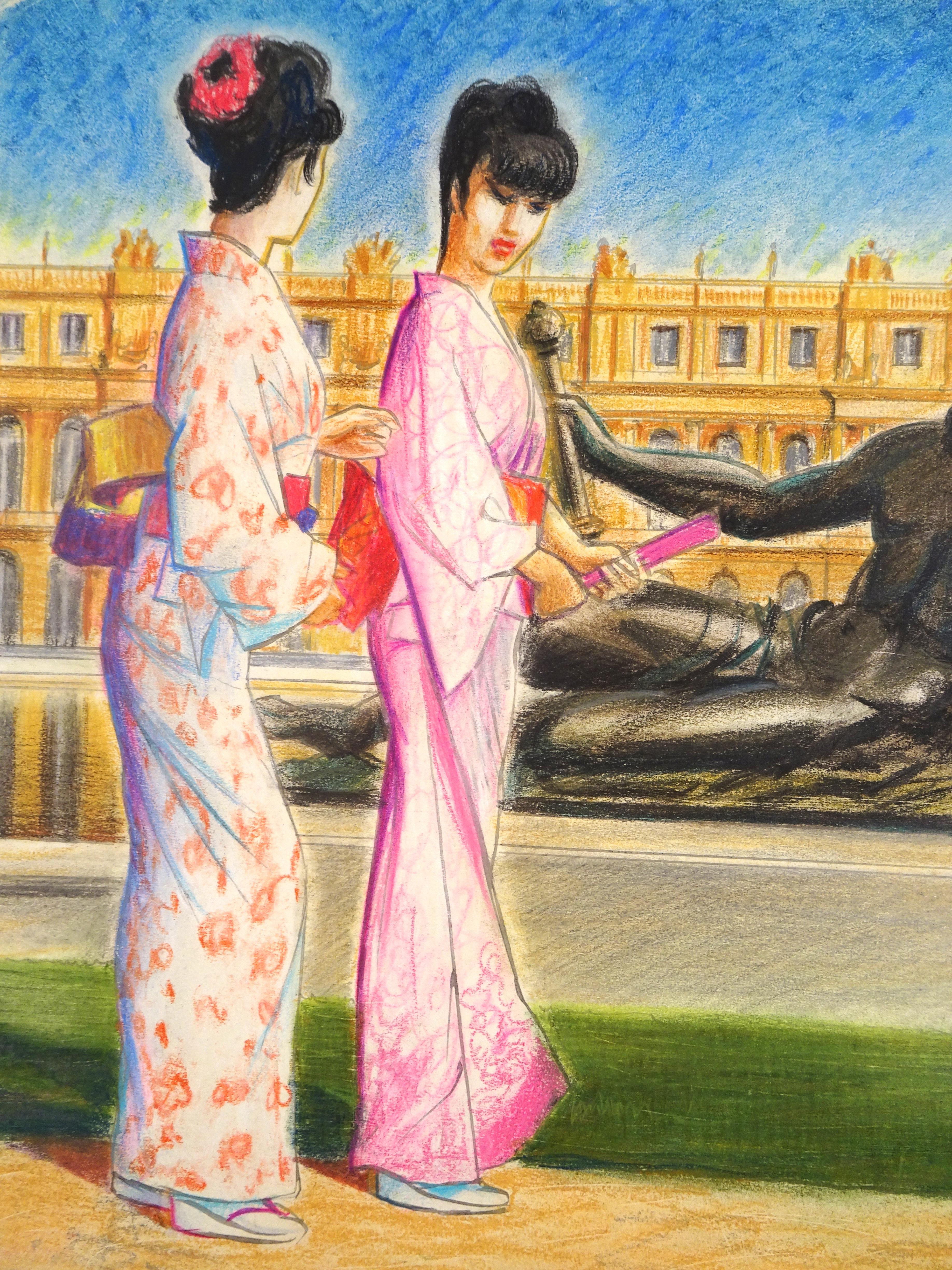 Kimonos at Versailles is an original artwork realized in 1984 by Emile Deschler.

Pastel on cardboard.

Hand-signed and dated on the lower right.

Very good conditions.

Emile Deschler (France, 1910 - 1991) was a French painter. In 1930, he was