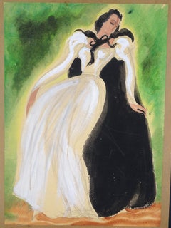 Theatrical Costumes - Original Pencil and Watercolor by Emile Deschler - 1980s