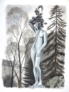 La statue - 1980 - Emile Deschler - Aquarelle - Moderne