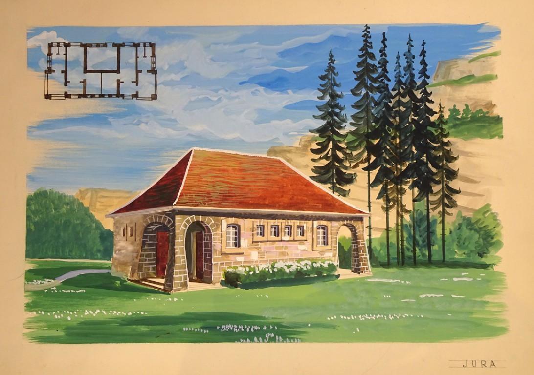 Projekt für eine Villa - 20. Jahrhundert - Emile Deschler - Tempera - Moderne