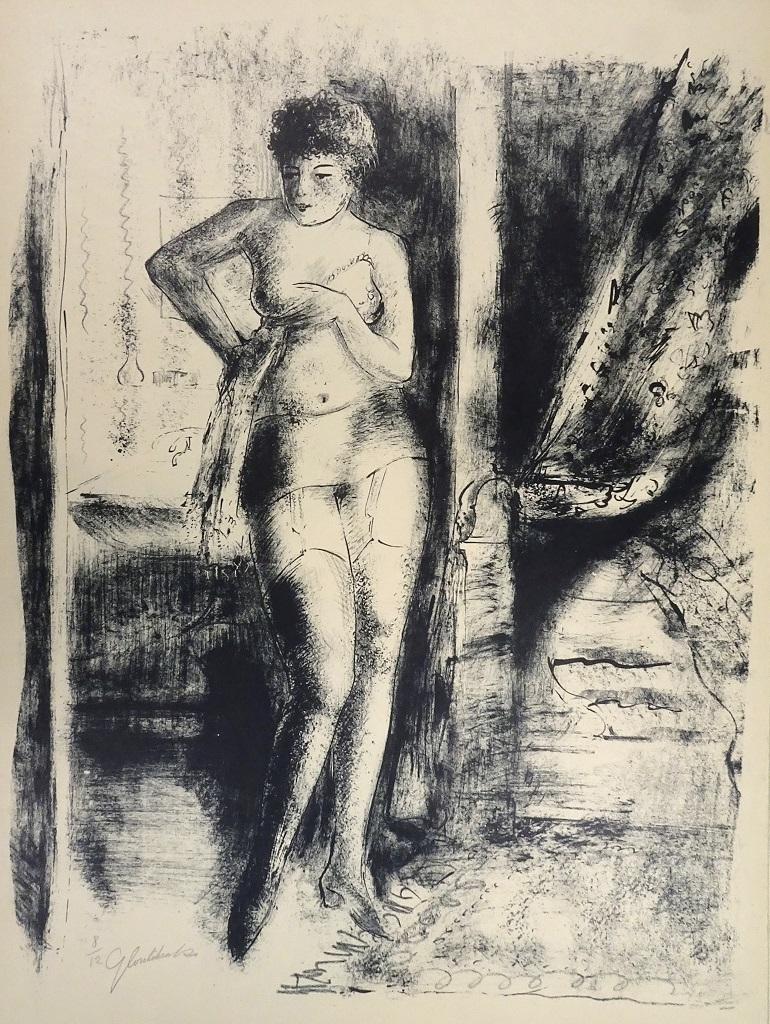 Nude is an original artwork realized by Nicolas Gloutchenko in 1928. Lithograph on Japon paper. Hand-signed in pencil and numbered by the artist on the lower left margin. Edition of 12. Excellent conditions.

The artwork belongs to the suite "Douze
