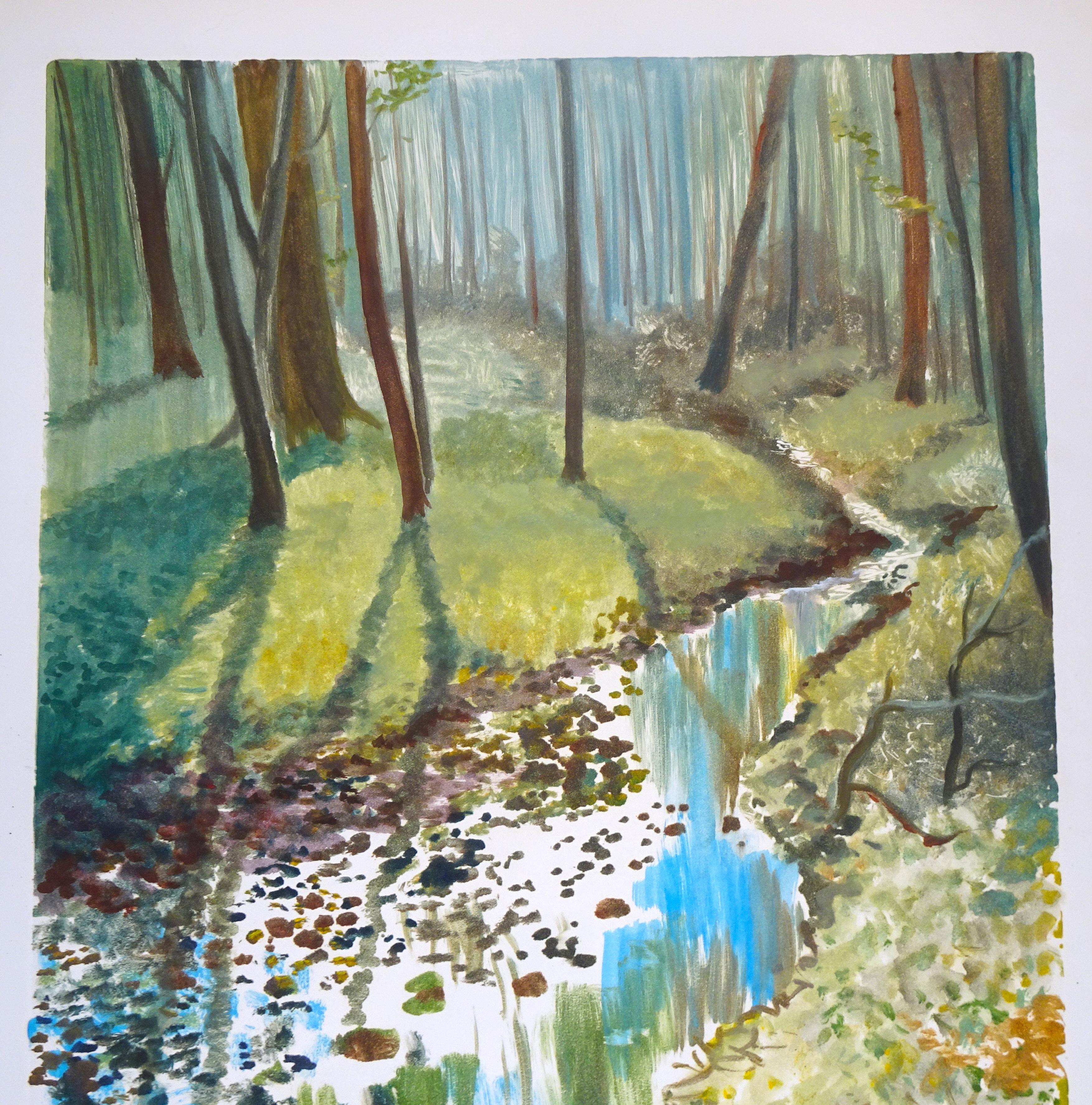 Autumn Landscape - Original Watercolor on Paper by Emile Deschler - 1977 2