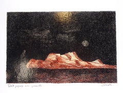 Petit Paysage non Prémédité - Pen Drawing on Cardboard by Paul Conte - 1980s